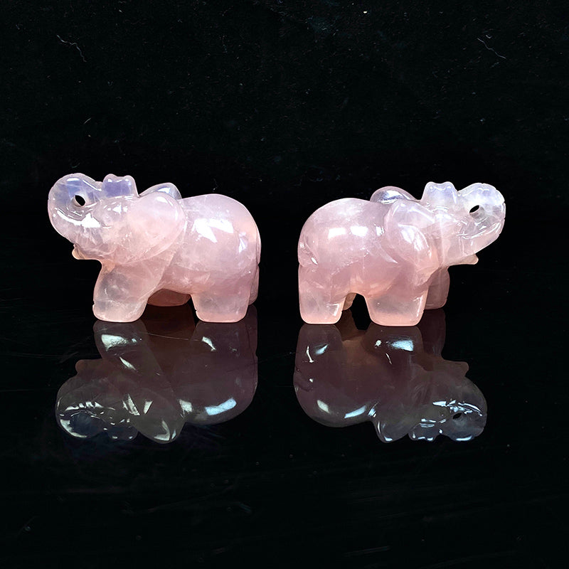 Beautiful Rose Qquartz Elephant Carvings