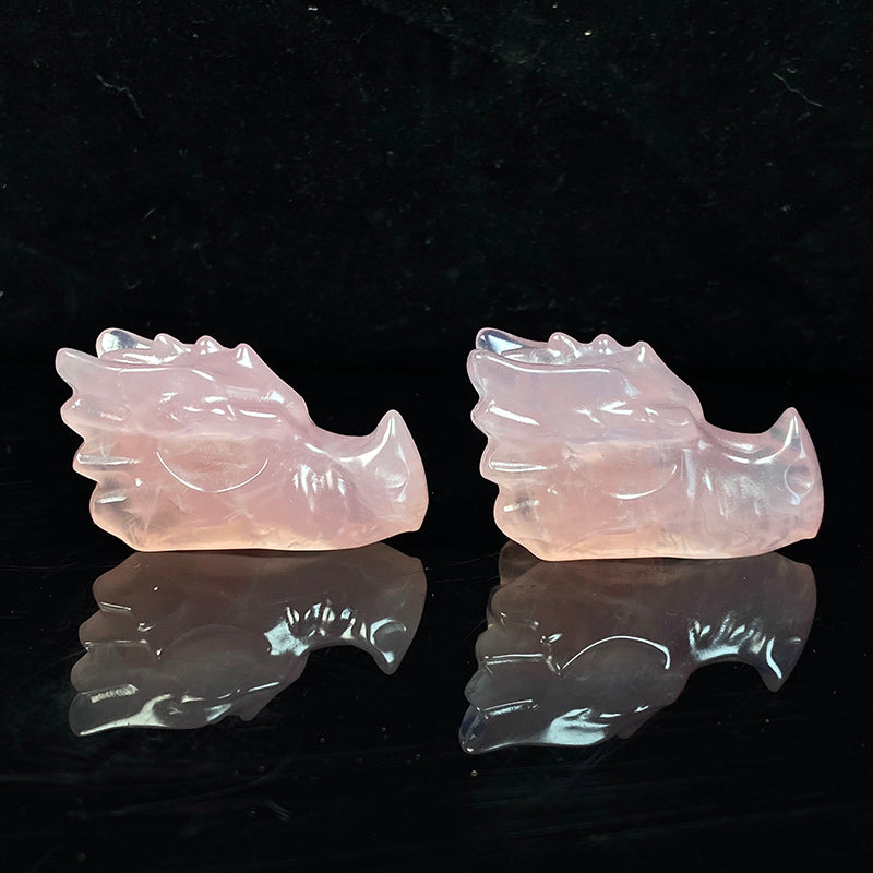 Beautuful Rose Quartz Dragon Head Carvings