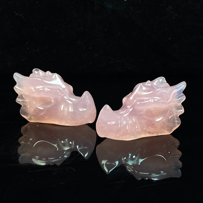 Beautuful Rose Quartz Dragon Head Carvings