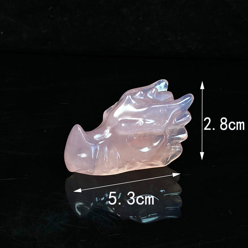 Beautuful Rose Quartz Dragon Head Carvings