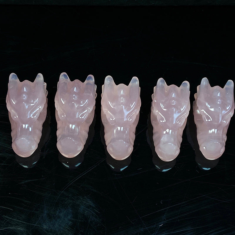 Beautuful Rose Quartz Dragon Head Carvings