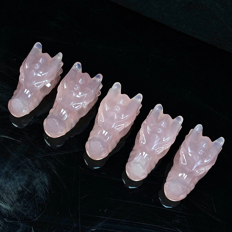 Beautuful Rose Quartz Dragon Head Carvings