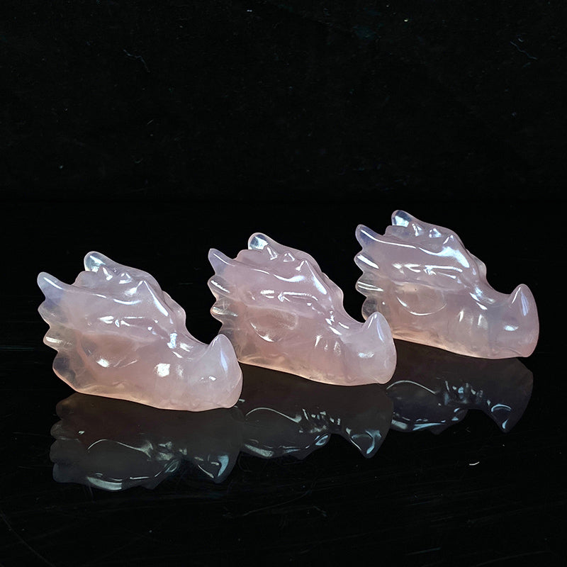 Beautuful Rose Quartz Dragon Head Carvings