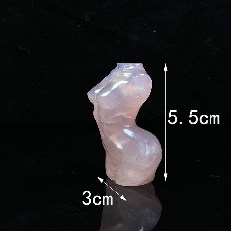 Beautiful Rose Quartz Lady Body Carvings