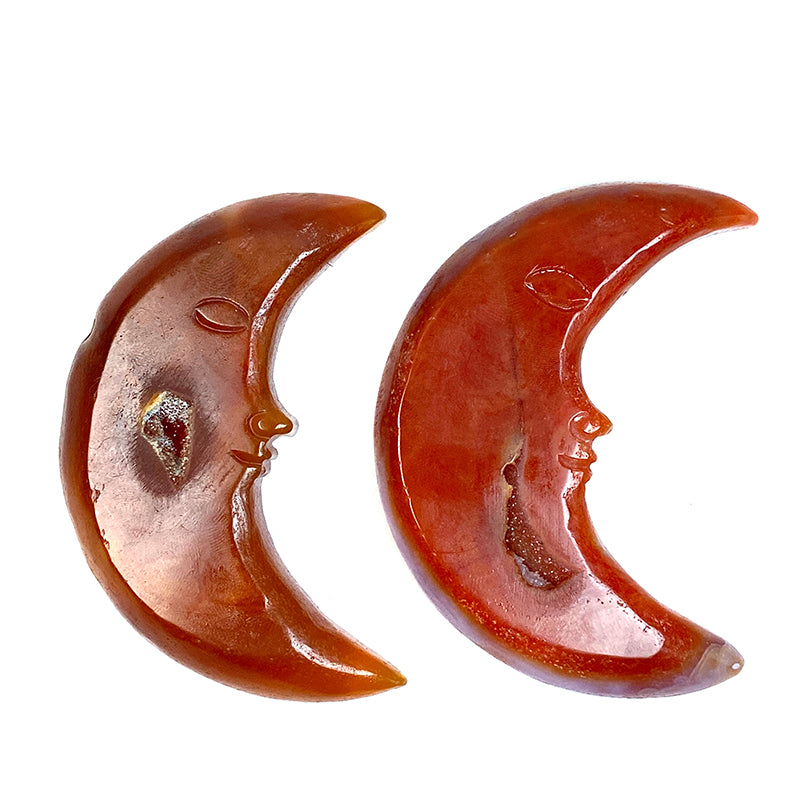 Druzy Carnelian Moon Face Carving