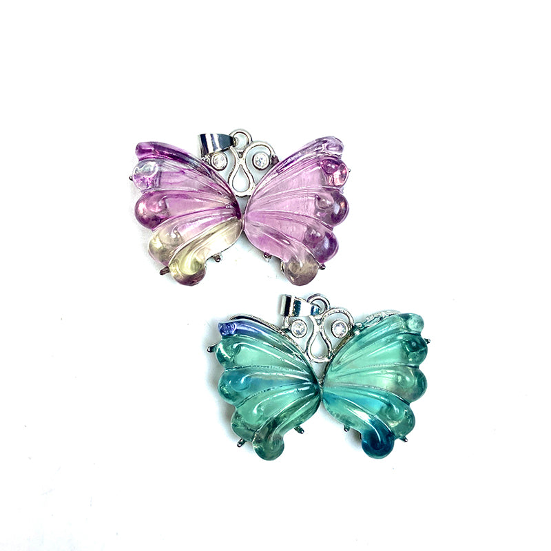 Beautiful Fluorite Butterfly Pendant