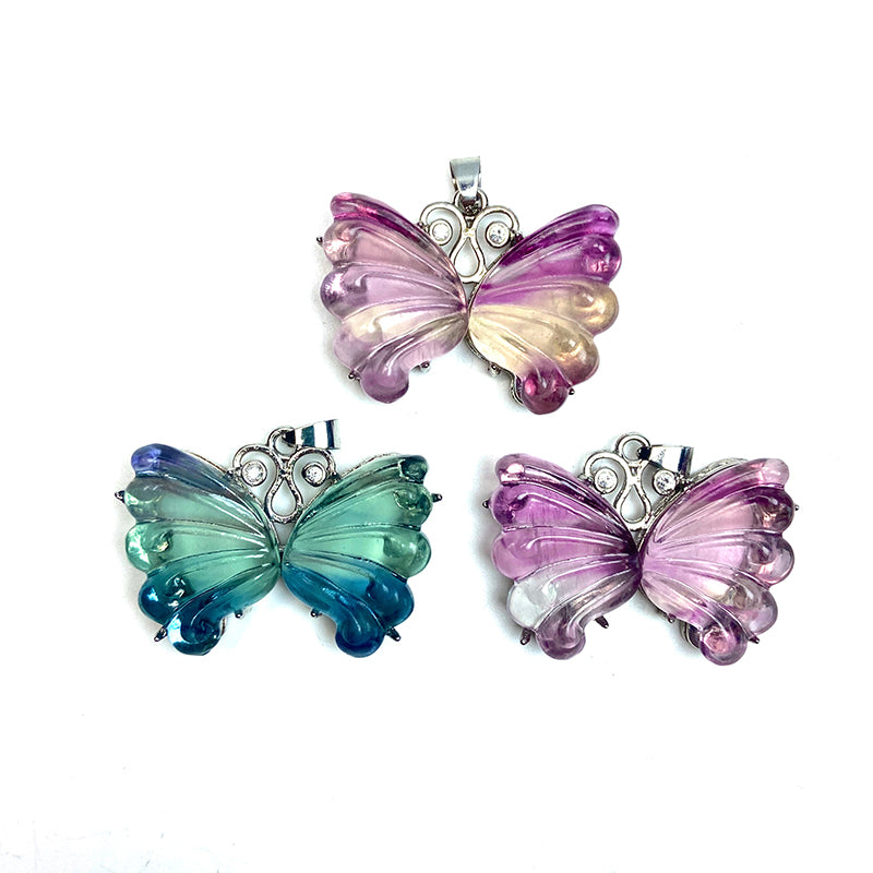 Beautiful Fluorite Butterfly Pendant