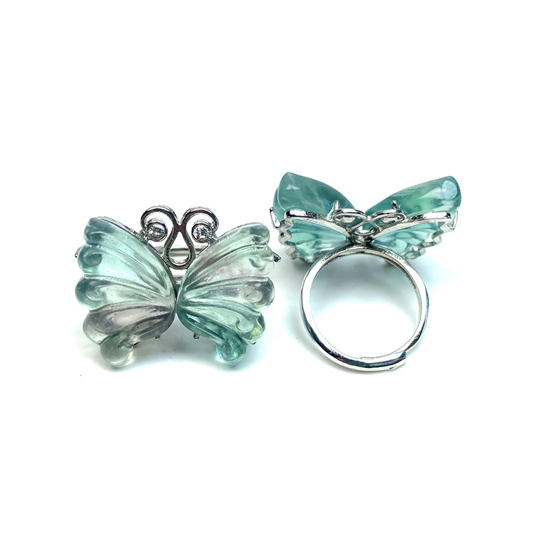 Beautiful Fluorite Butterfly Rings