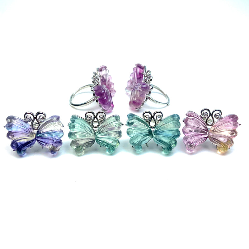 Beautiful Fluorite Butterfly Rings