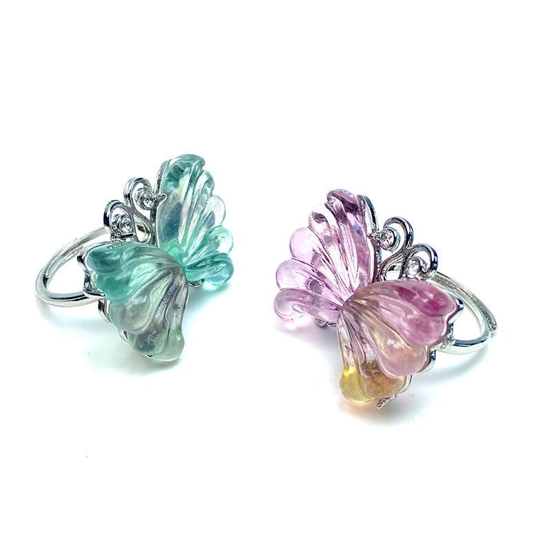 Beautiful Fluorite Butterfly Rings