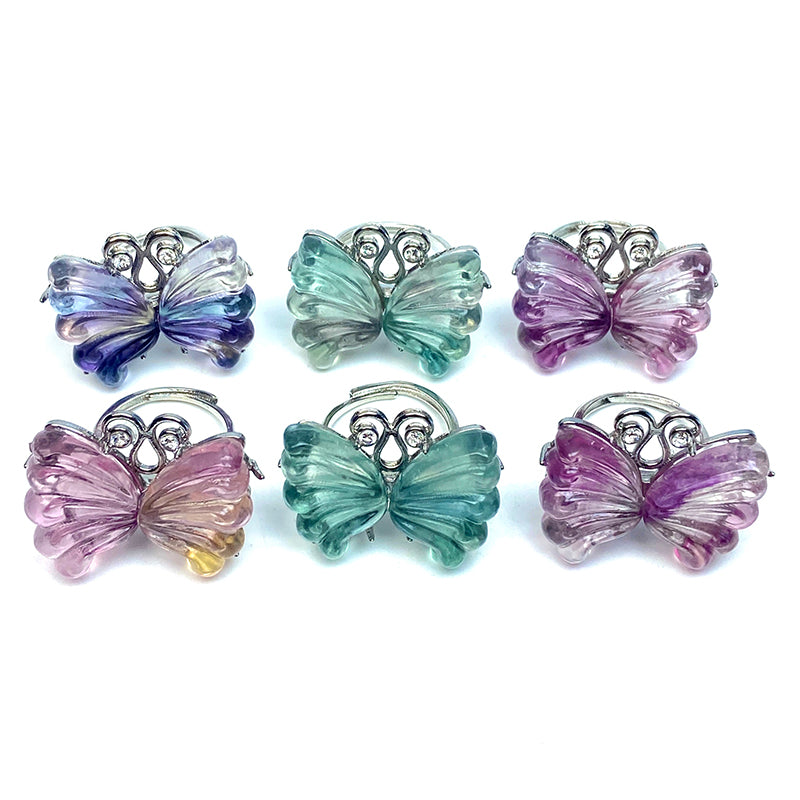 Beautiful Fluorite Butterfly Rings